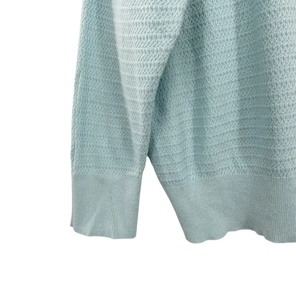 Loft Blue Green Knit V-Neck Lightweight Cotton Sweater - Picture 8 of 8